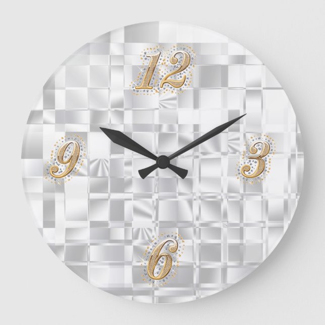 Grande Horloge Ronde Gold and Silver Bling Wall Clock (Recto)