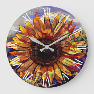 Grande Horloge Ronde Gold Big Sunflower Elegance Collection
