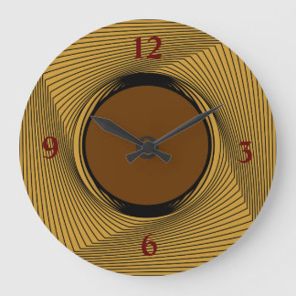 Grande Horloge Ronde Gold/Black Border with Red/brown Centre >Clocks