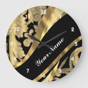 Grande Horloge Ronde Gold & black damask swirl