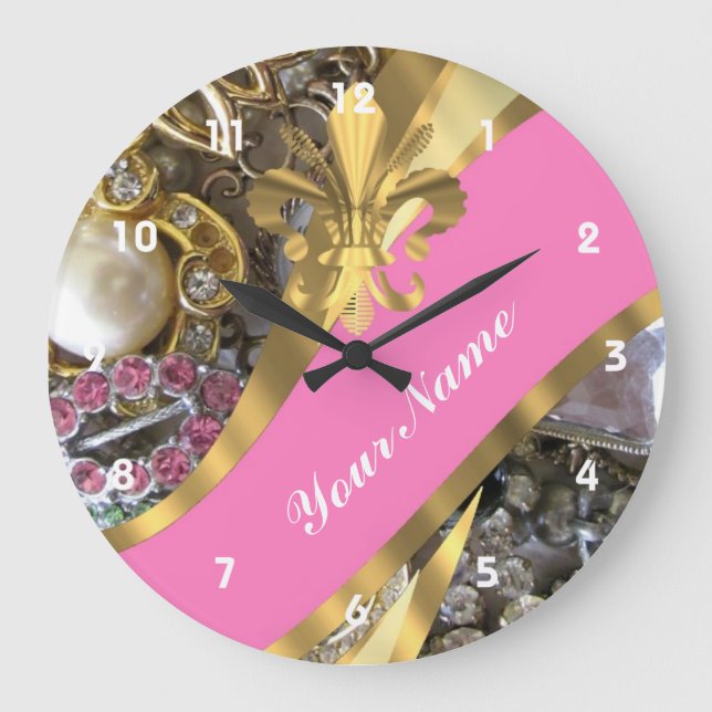 Grande Horloge Ronde Gold bling fleur de lys (Recto)