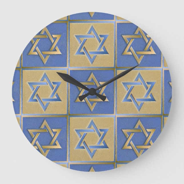 Grande Horloge Ronde Gold Blue Star de David Art Panels (Recto)