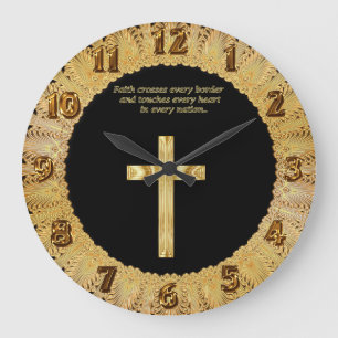 Grande Horloge Ronde Gold Christian Faith croiser avec drôle dire 2