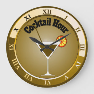 Grande Horloge Ronde Gold Cocktail hour Bar Clock
