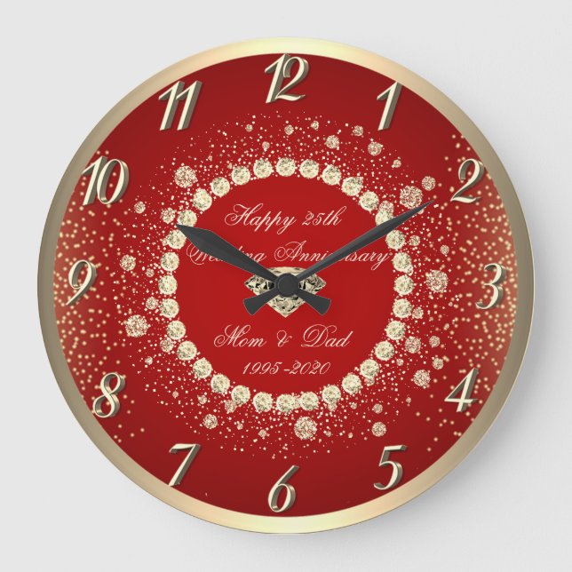 Grande Horloge Ronde Gold Diamonds Dots Red 25th Mariage Anniversary (Recto)