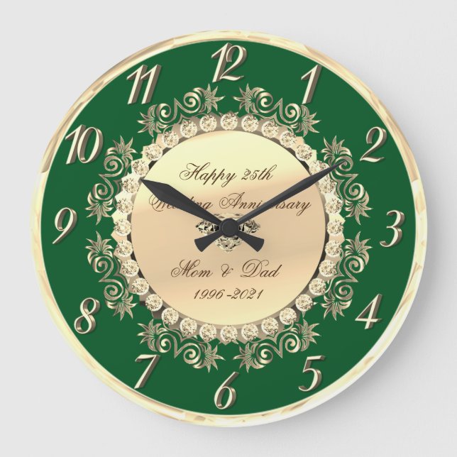 Grande Horloge Ronde Gold Diamonds Green 25th Wedding Anniversary (Recto)