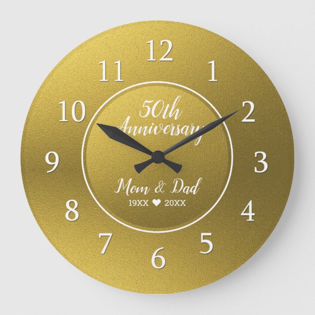 Grande Horloge Ronde Gold Glitter Golden 50th Wedding Anniversary (Recto)