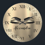 Grande Horloge Ronde Gold Glitter Sparkle Eyelashes Monogram<br><div class="desc">Gold Faux Foil Metallic Sparkle Glitter Brushed Metal Monogram Name and Initial Eyelashes (Lashes),  Eyelash Extensions and Eyes small decorative clock. The design makes the perfect sweet 16 birthday,  wedding,  bridal shower,  anniversary,  baby shower or bachelorette party gift for someone looking for a trendy cool style.</div>