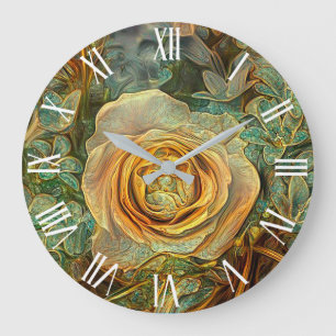Grande Horloge Ronde Gold Green Popular Unique Rose Art Dream