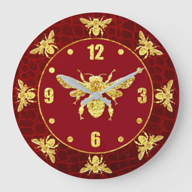 Grande Horloge Ronde Gold Honey Bee Personnaliser (Recto)