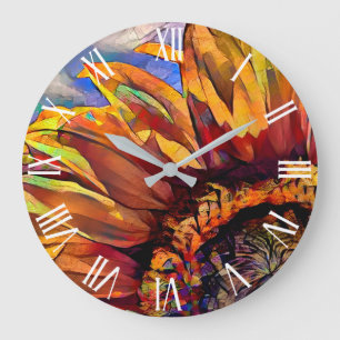 Grande Horloge Ronde Gold Large Sunflower Collection élégante