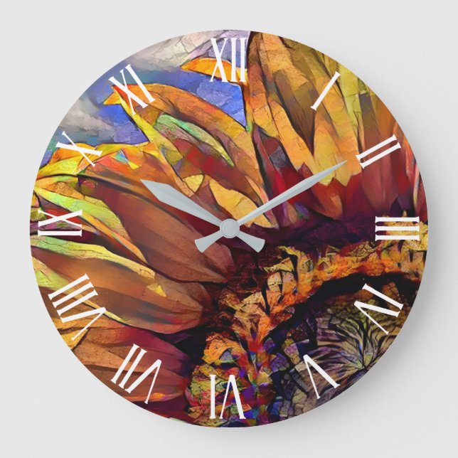 Grande Horloge Ronde Gold Large Sunflower Collection élégante (Recto)