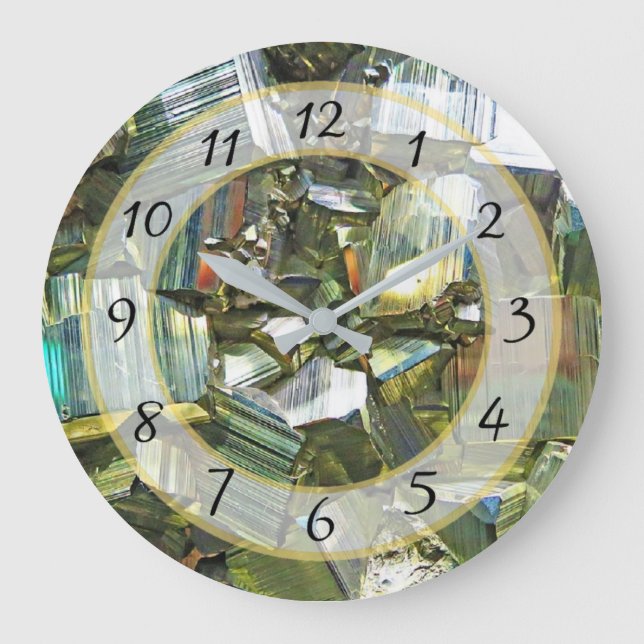 Grande Horloge Ronde Gold Metallic Faux Stone Gem Clock (Recto)