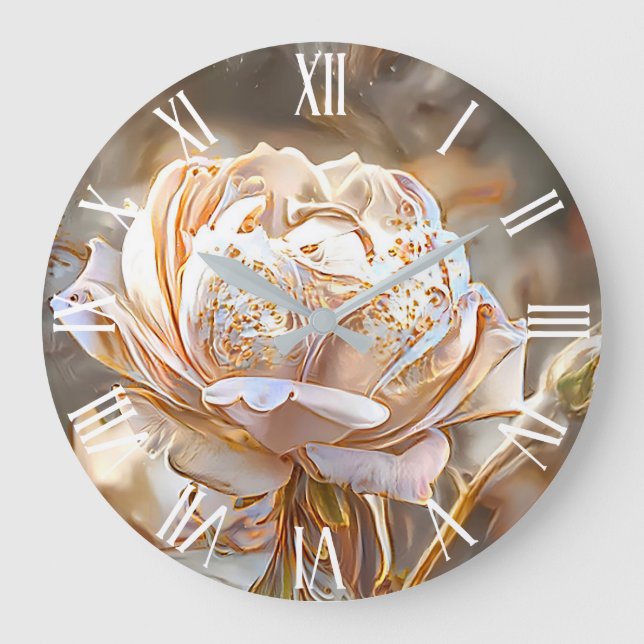 Grande Horloge Ronde Gold Silk Elegant Unique Rose Art Dream (Recto)