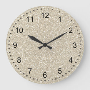 Grande Horloge Ronde Gold Sparkle Faux glitter