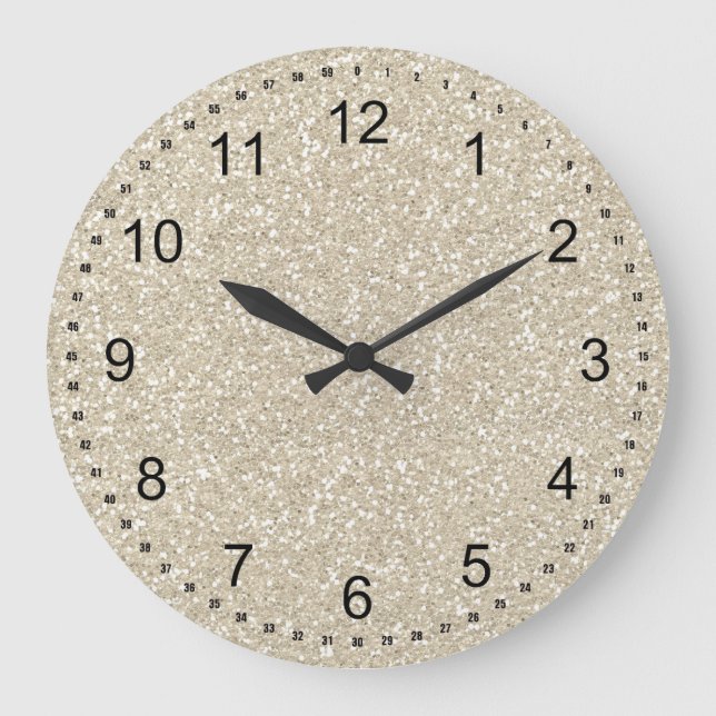 Grande Horloge Ronde Gold Sparkle Faux glitter (Recto)