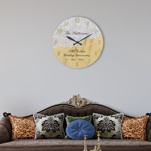 Grande Horloge Ronde Golden 50th Wedding Anniversary Satin Lace