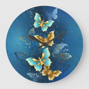Grande Horloge Ronde Golden butterflies