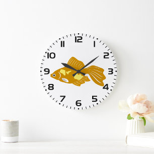 Grande Horloge Ronde Golden Guppy Fish Cute Tropical Aquarium Fish