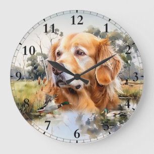 Grande Horloge Ronde Golden Retriever