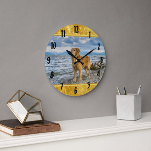 Grande Horloge Ronde Golden Retriever