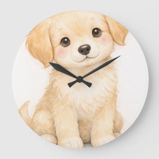 Grande Horloge Ronde Golden Retriever Puppy Nursery Wall decor |