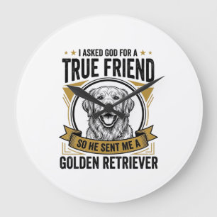 Grande Horloge Ronde Golden Retriever Vrai Ami Vintage Amateur de Chien