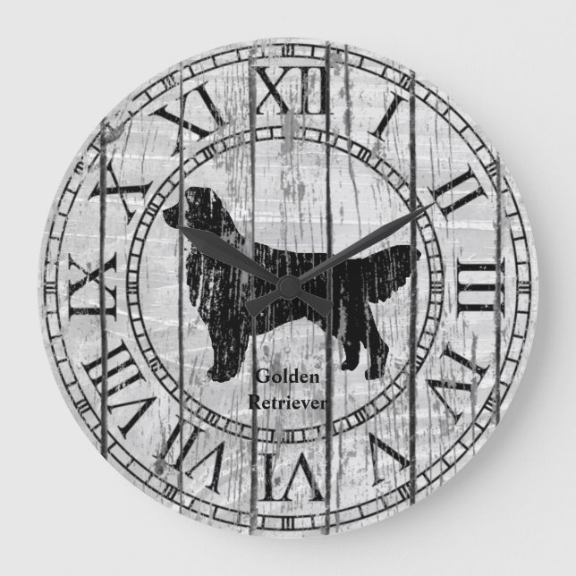 Grande Horloge Ronde Golden Retriever Washed Wood Motif (Recto)