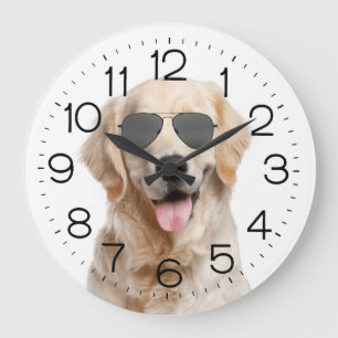 Grande Horloge Ronde Golden Retriever with Sung Large Clock