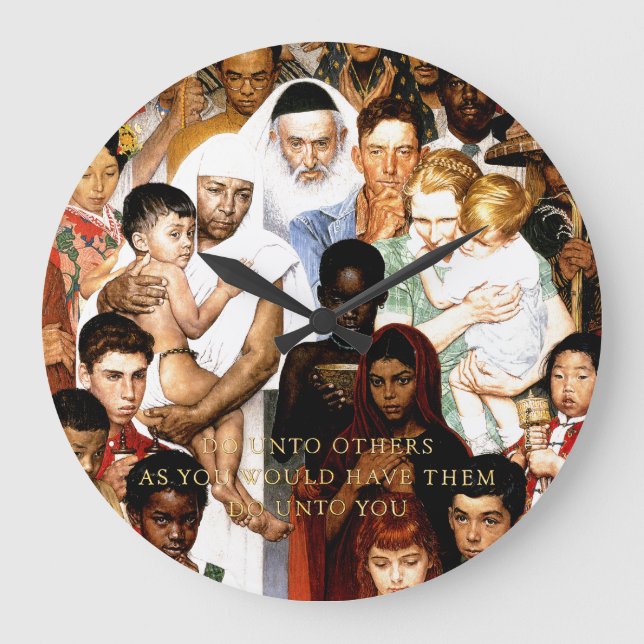 Grande Horloge Ronde Golden Rule (Do to other) par Norman Rockwell (Recto)