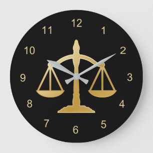 Grande Horloge Ronde Golden Scales of Justice Law Theme