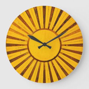 Grande Horloge Ronde Golden Sunburst