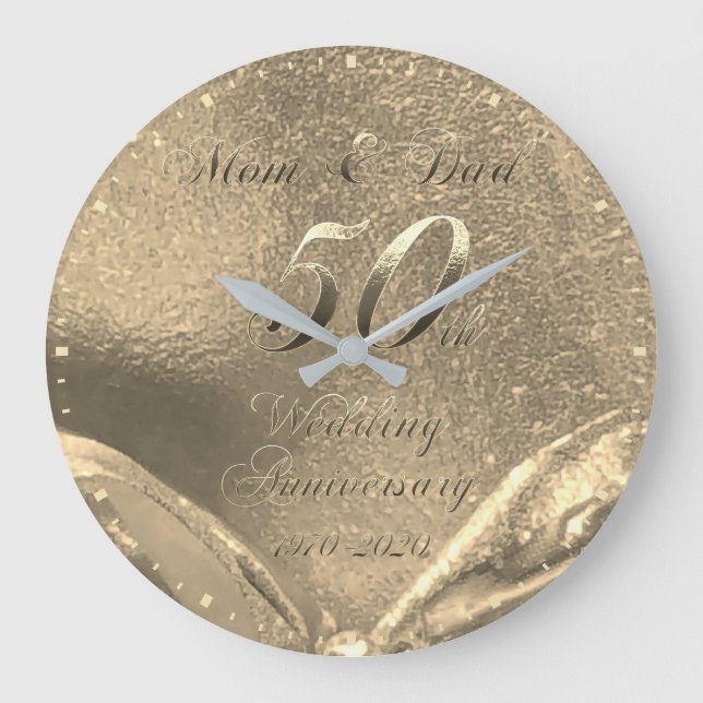 Grande Horloge Ronde Golden Wedding 50th Anniversary Parents Faux Gold (Recto)