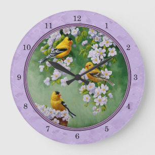 Grande Horloge Ronde Goldfinch Trio & Apple Blossoms Violet