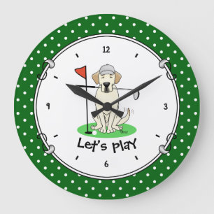 Grande Horloge Ronde Golf Golfing Yellow Lab Labrador Retriever Chien