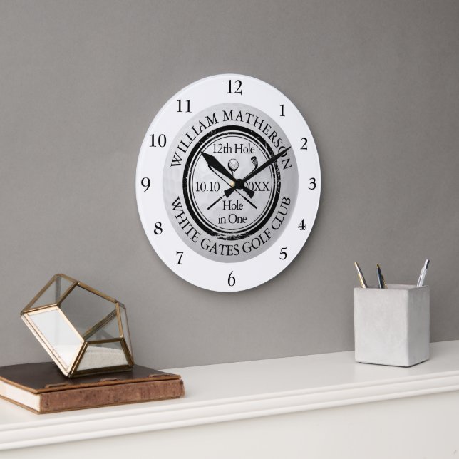 Grande Horloge Ronde Golf Troue en Un Personnalisé (Bureau)