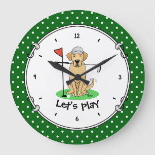 Grande Horloge Ronde Golf Yellow Labrador Retriever (yaourt 3) Chien -