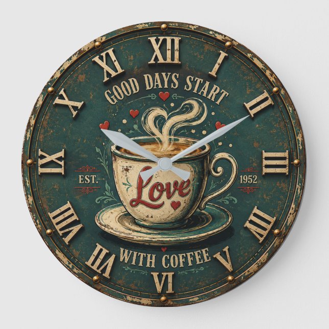 Grande Horloge Ronde Good Days Start with Coffee  (Recto)