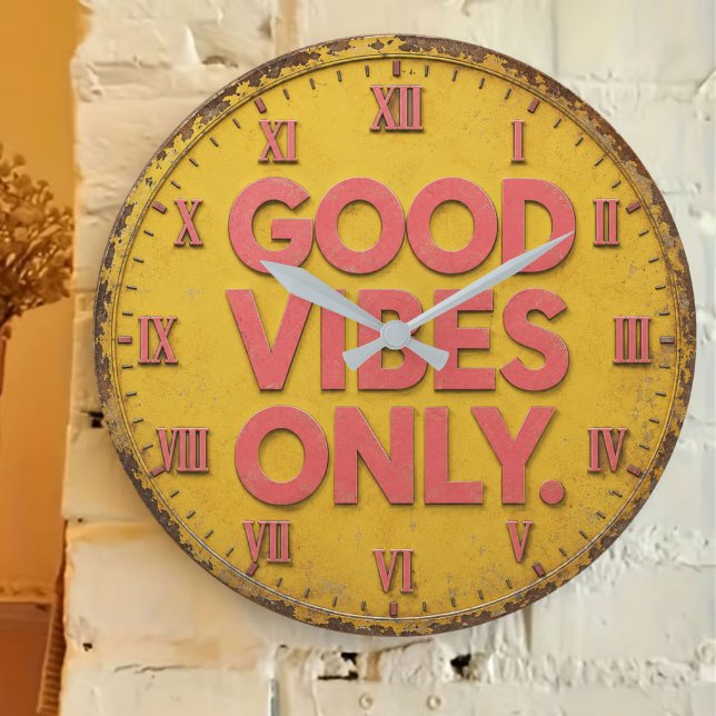 Grande Horloge Ronde Good Vibes Only (Créateur téléchargé)