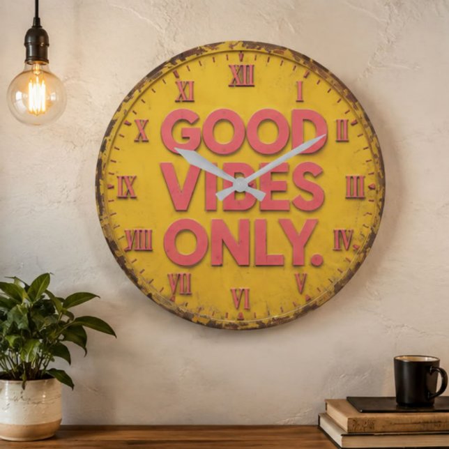 Grande Horloge Ronde Good Vibes Only (Créateur téléchargé)