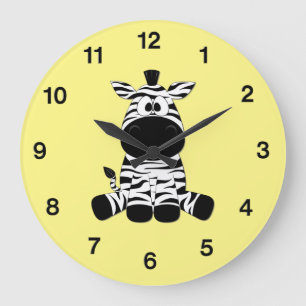 Grande Horloge Ronde Goofy Zebra Jaune