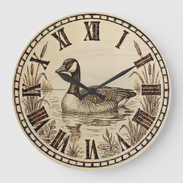 Grande Horloge Ronde Goose Wall Clock - Serene Lake Glide (Recto)