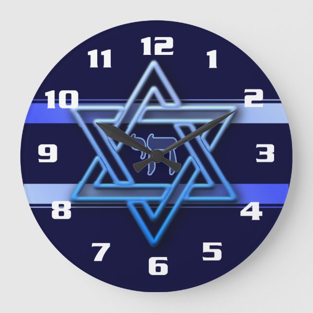 Grande Horloge Ronde Gorgeous Jewish Star of David Blue and White (Recto)