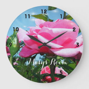 Grande Horloge Ronde Gorgeous pink rose flower in blue sky. Floral