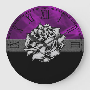 Grande Horloge Ronde Gorgeous Purple Rose Grunge Gift
