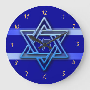 Grande Horloge Ronde Gorgeous Star of David on blue Background jewish