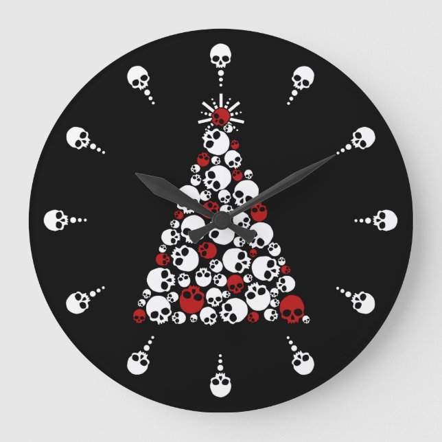 Grande Horloge Ronde Gothic Christmas Tree Skulls (Recto)