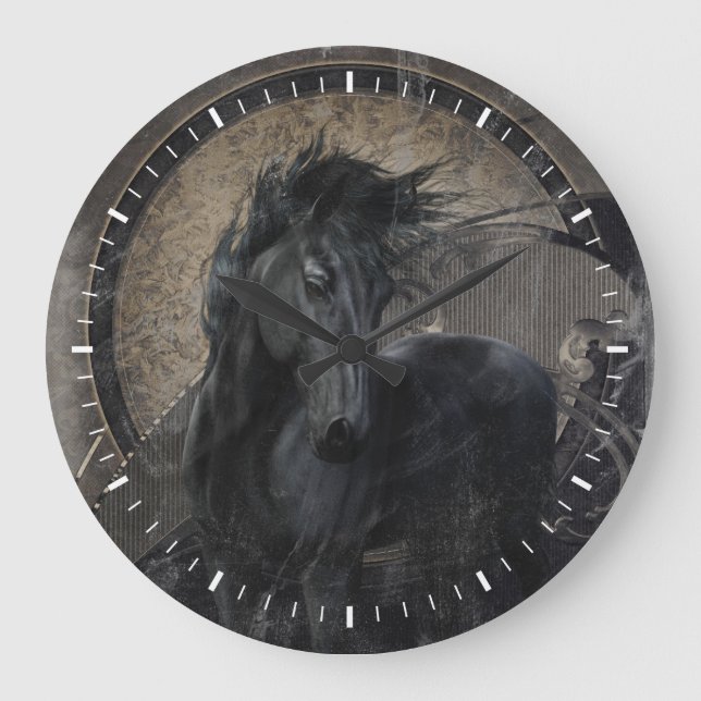 Grande Horloge Ronde Gothic Friesian Horse (Recto)