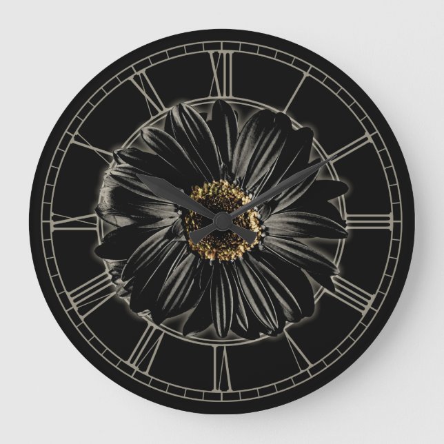 Grande Horloge Ronde Gothique Black Daisy (Recto)