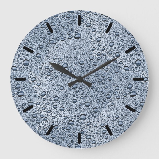 Grande Horloge Ronde Gouttelettes d'eau grises de Gunmetal (Recto)